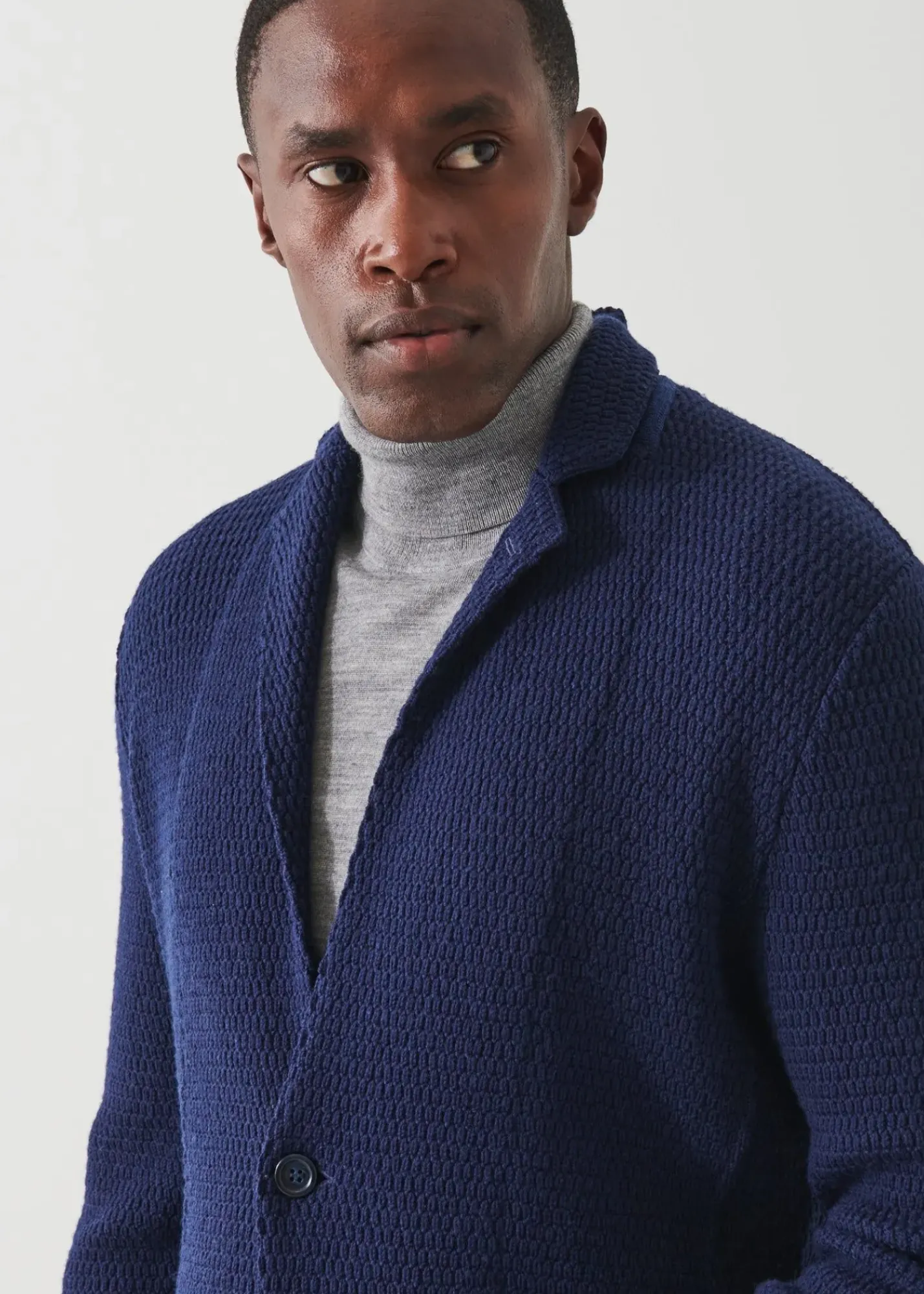 PATRICK ASSARAF Textured Knit Sweater Jacket|Men Blazers