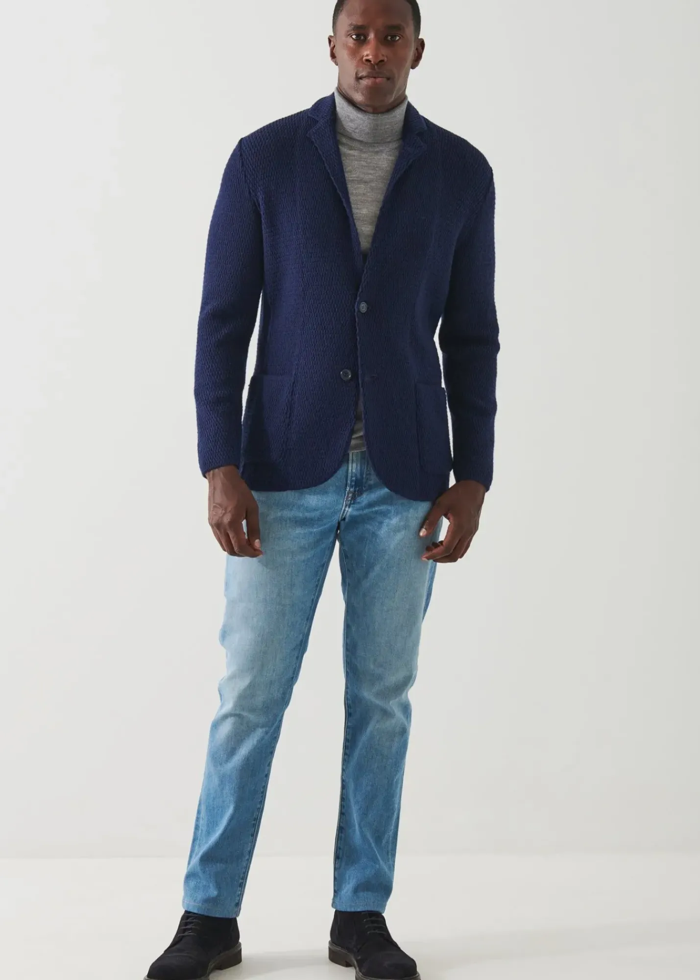 PATRICK ASSARAF Textured Knit Sweater Jacket|Men Blazers