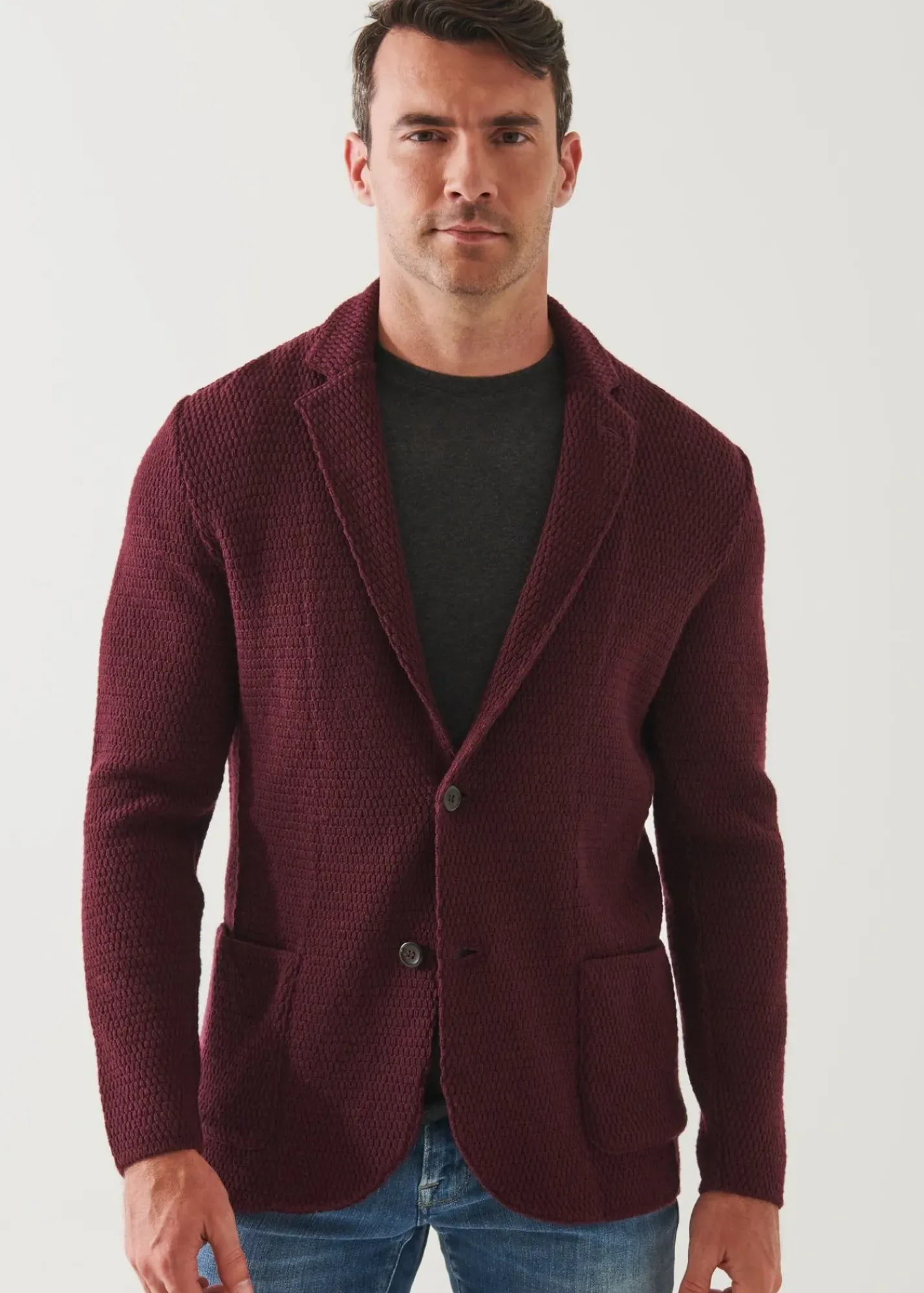 PATRICK ASSARAF Textured Knit Sweater Jacket|Men Blazers