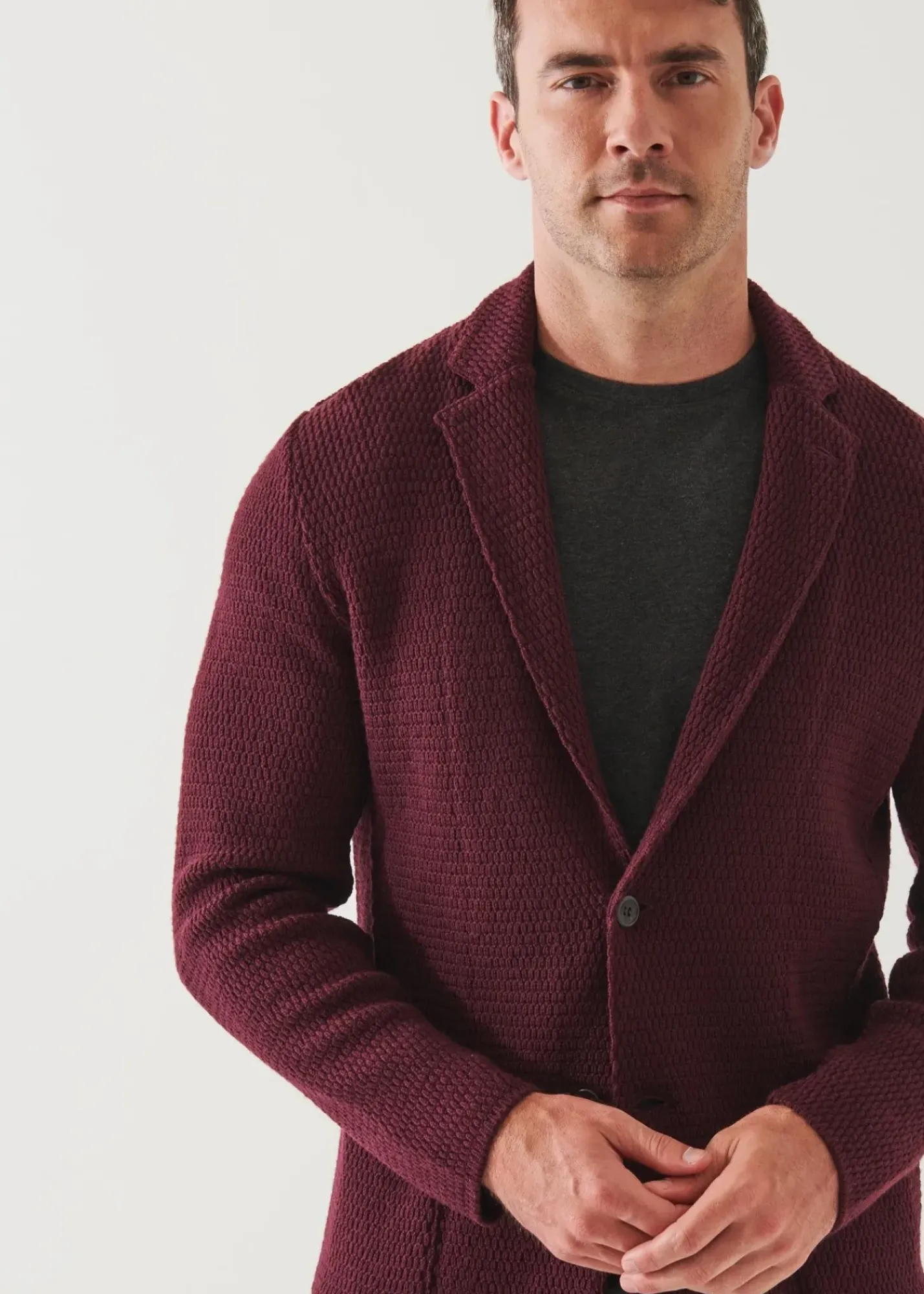PATRICK ASSARAF Textured Knit Sweater Jacket|Men Blazers
