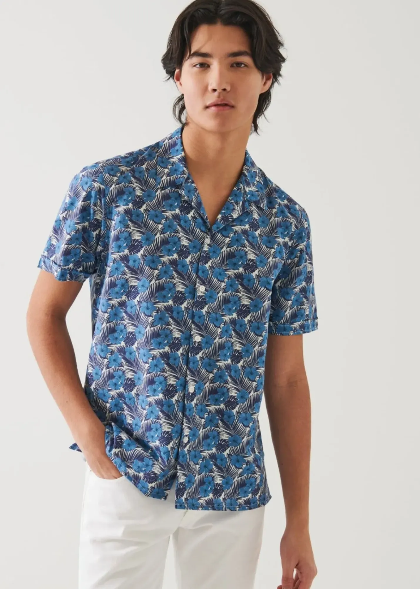 PATRICK ASSARAF Tropical Floral Print Cotton Shirt|Men Shirts