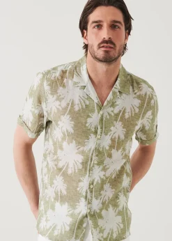 PATRICK ASSARAF Tropical Print Camp Collar Linen Shirt|Men Shirts