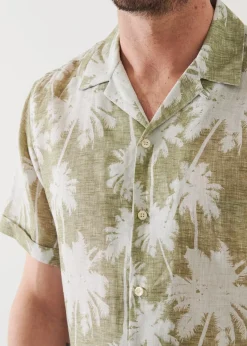 PATRICK ASSARAF Tropical Print Camp Collar Linen Shirt|Men Shirts