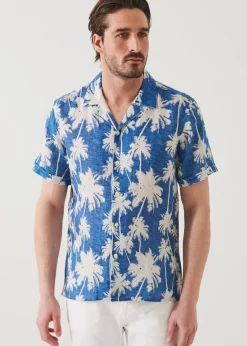 PATRICK ASSARAF Tropical Print Camp Collar Linen Shirt|Men Shirts