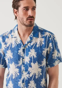 PATRICK ASSARAF Tropical Print Camp Collar Linen Shirt|Men Shirts