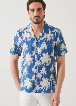PATRICK ASSARAF Tropical Print Camp Collar Linen Shirt|Men Shirts