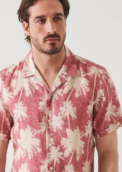 PATRICK ASSARAF Tropical Print Camp Collar Linen Shirt|Men Shirts