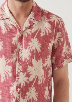 PATRICK ASSARAF Tropical Print Camp Collar Linen Shirt|Men Shirts
