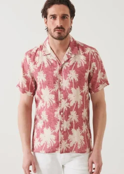 PATRICK ASSARAF Tropical Print Camp Collar Linen Shirt|Men Shirts