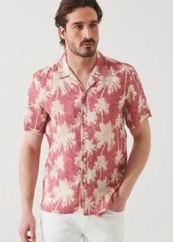 PATRICK ASSARAF Tropical Print Camp Collar Linen Shirt|Men Shirts