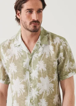 PATRICK ASSARAF Tropical Print Camp Collar Linen Shirt|Men Shirts