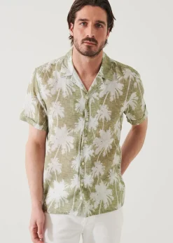 PATRICK ASSARAF Tropical Print Camp Collar Linen Shirt|Men Shirts