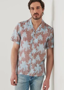 PATRICK ASSARAF Tropical Print Camp Collar Linen Shirt|Men Shirts