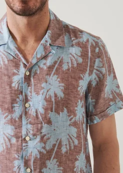 PATRICK ASSARAF Tropical Print Camp Collar Linen Shirt|Men Shirts