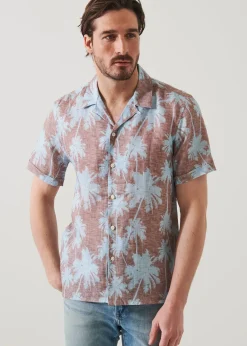 PATRICK ASSARAF Tropical Print Camp Collar Linen Shirt|Men Shirts