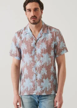 PATRICK ASSARAF Tropical Print Camp Collar Linen Shirt|Men Shirts