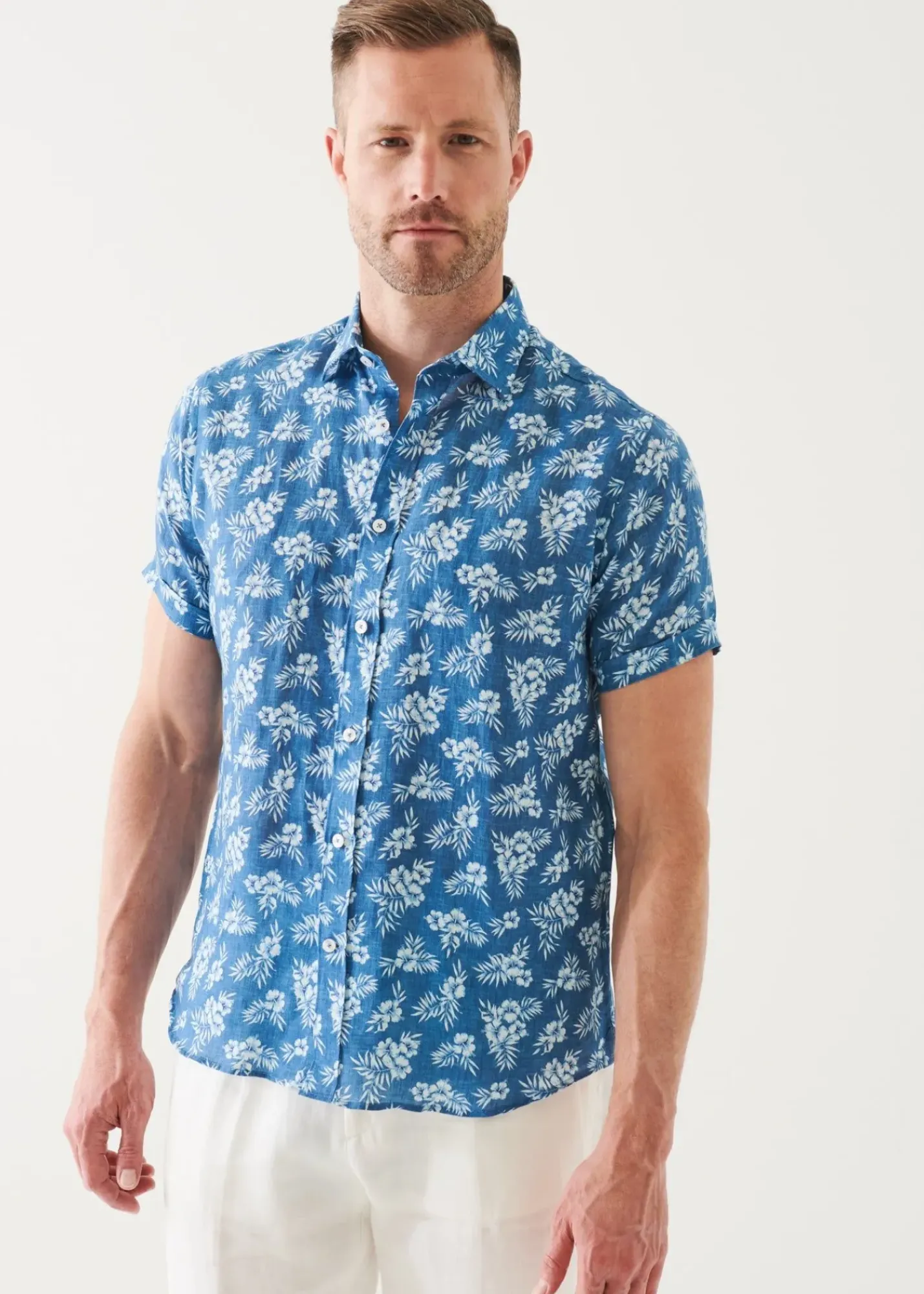 PATRICK ASSARAF Tropical Print Linen Shirt|Men Shirts