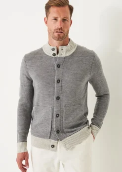 PATRICK ASSARAF Two-Tone Button Front Cardigan|Men Knitwear