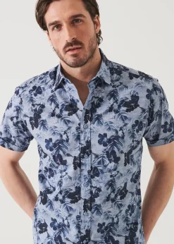 PATRICK ASSARAF Water Colour Floral Print Camp Collar Shirt|Men Shirts