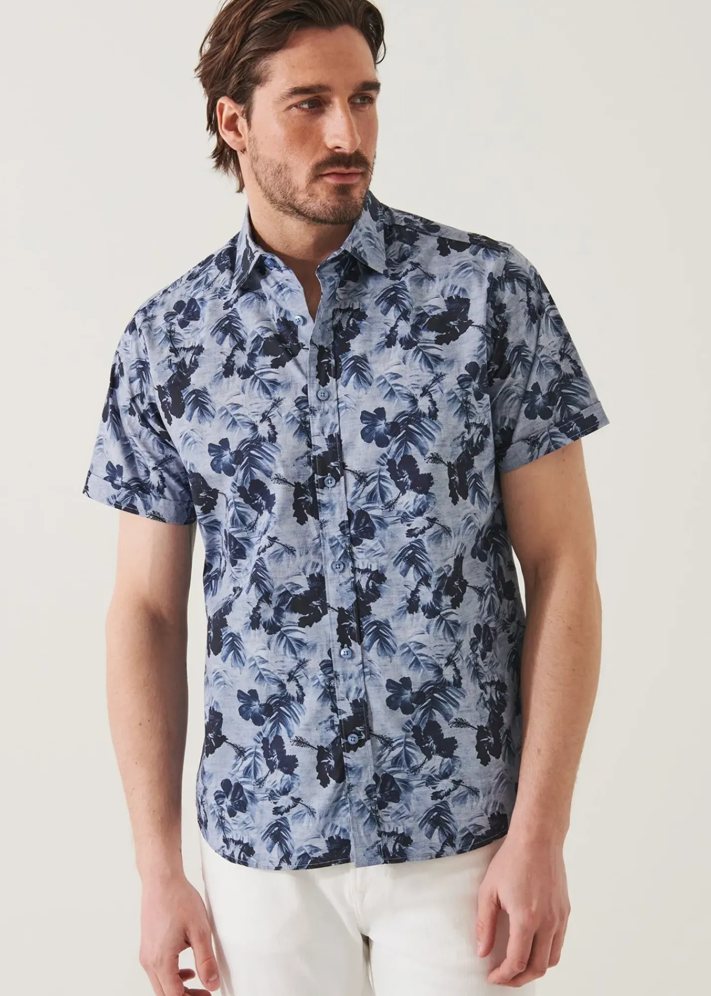 PATRICK ASSARAF Water Colour Floral Print Camp Collar Shirt|Men Shirts