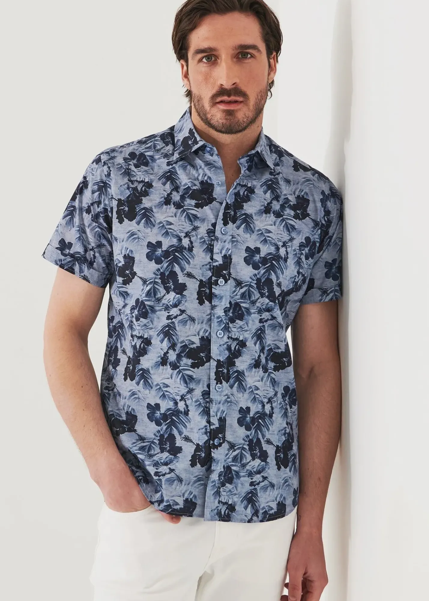 PATRICK ASSARAF Water Colour Floral Print Camp Collar Shirt|Men Shirts