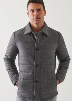 PATRICK ASSARAF Wool Blend Quilted Shirt Jacket|Men Outerwear