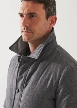 PATRICK ASSARAF Wool Blend Quilted Shirt Jacket|Men Outerwear