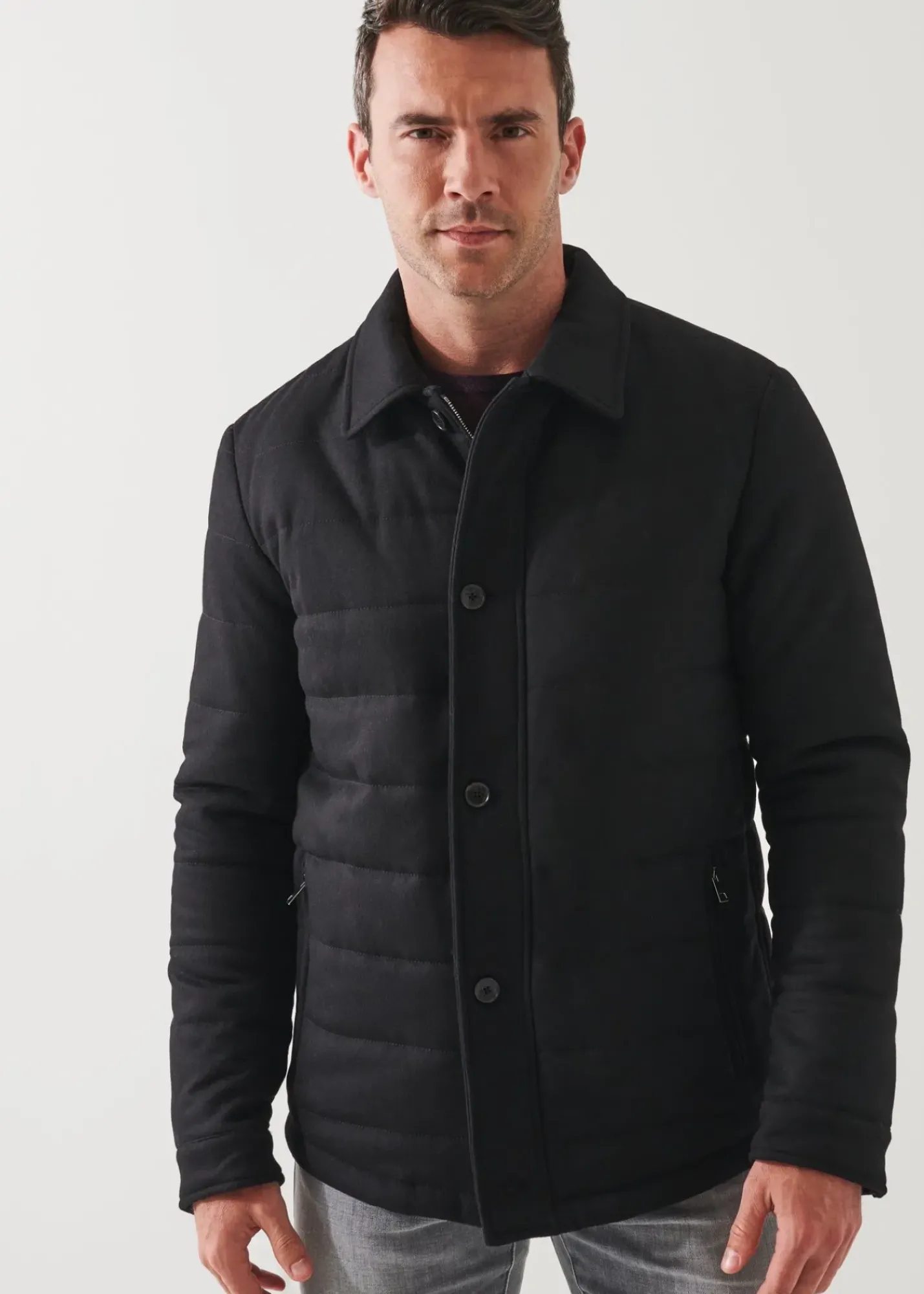 PATRICK ASSARAF Wool Blend Quilted Shirt Jacket|Men Outerwear