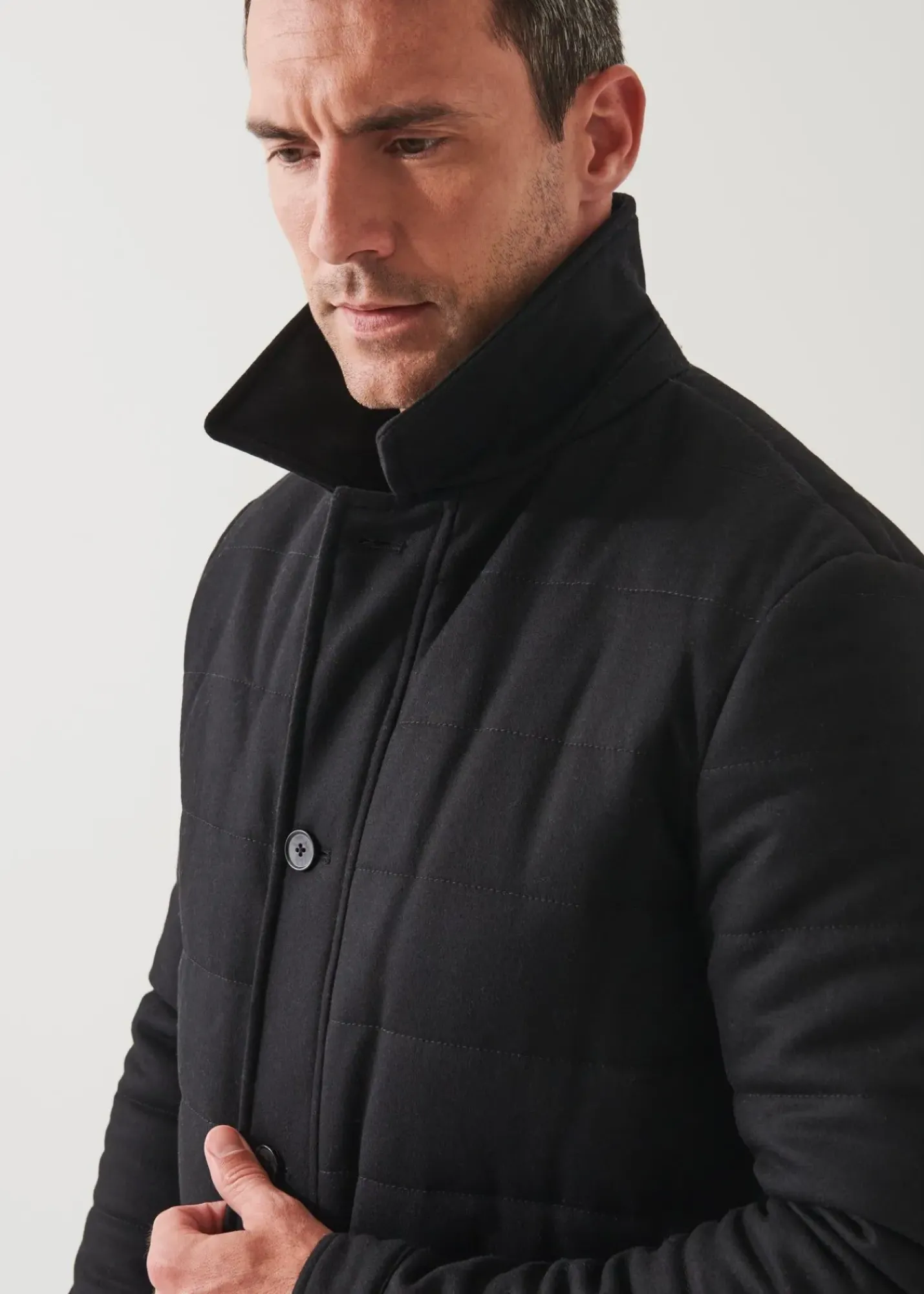 PATRICK ASSARAF Wool Blend Quilted Shirt Jacket|Men Outerwear