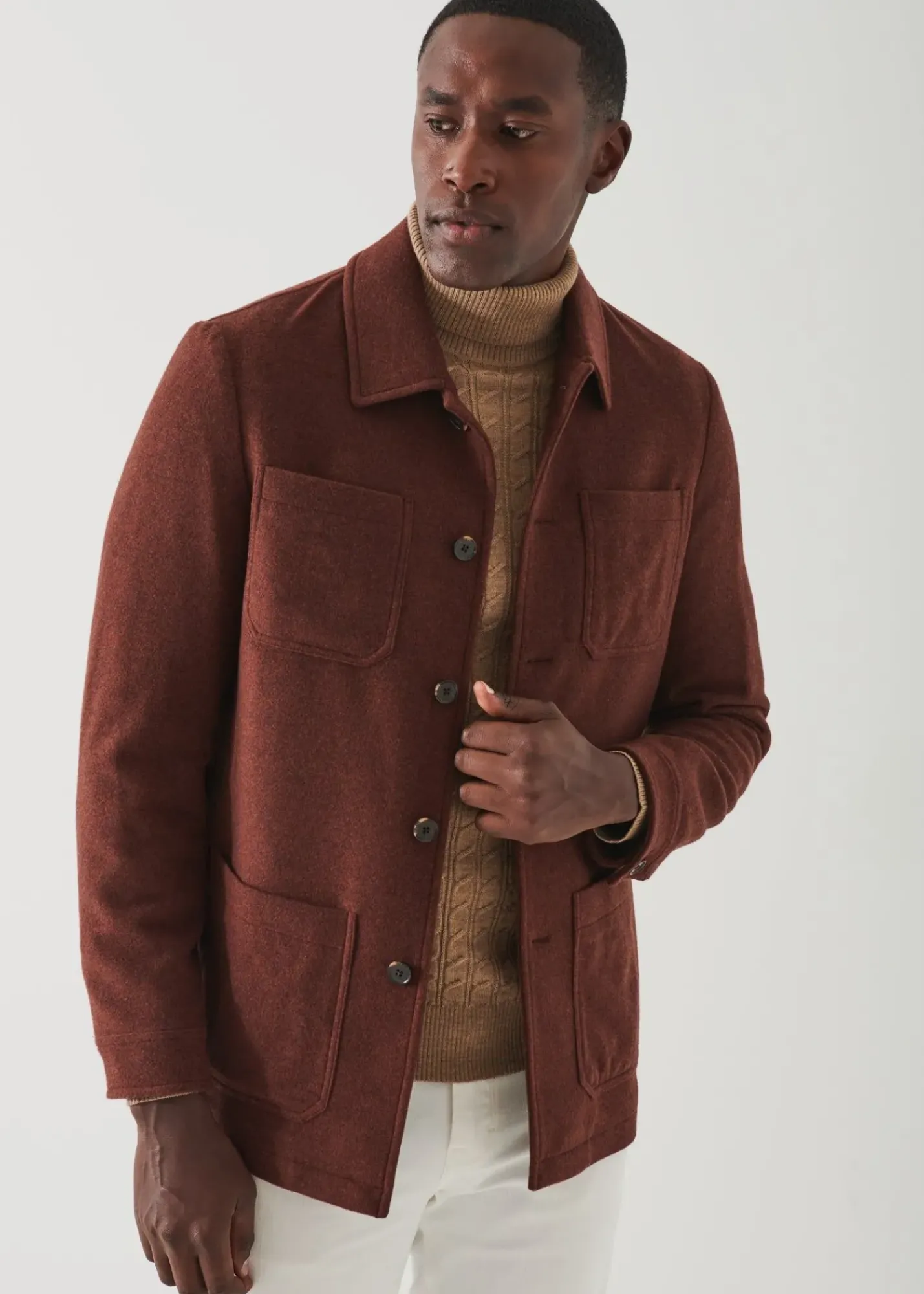 PATRICK ASSARAF Wool Blend Quilted Shirt Jacket|Men Shirt Jackets