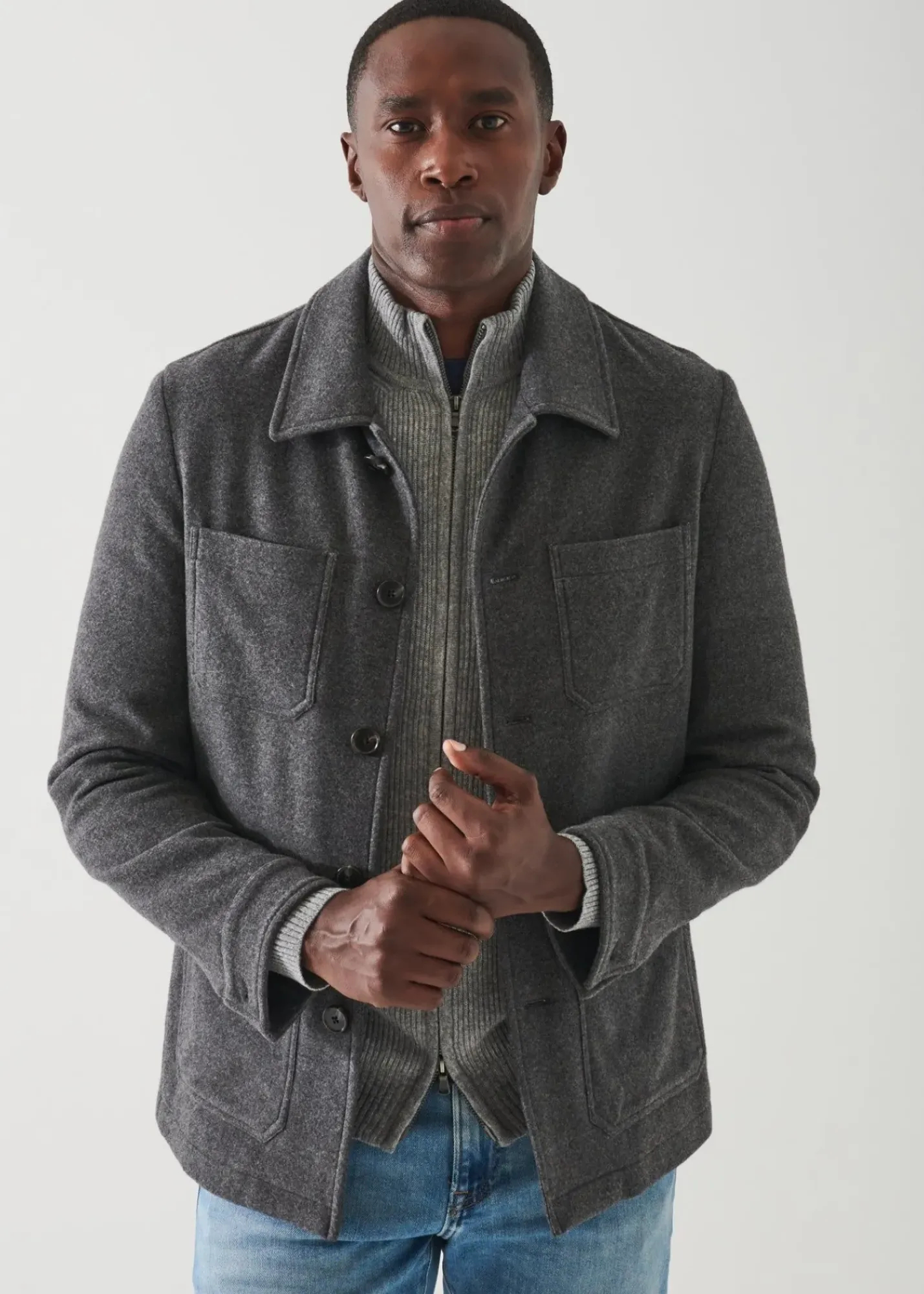 PATRICK ASSARAF Wool Blend Quilted Shirt Jacket|Men Shirt Jackets