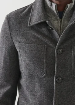 PATRICK ASSARAF Wool Blend Quilted Shirt Jacket|Men Shirt Jackets