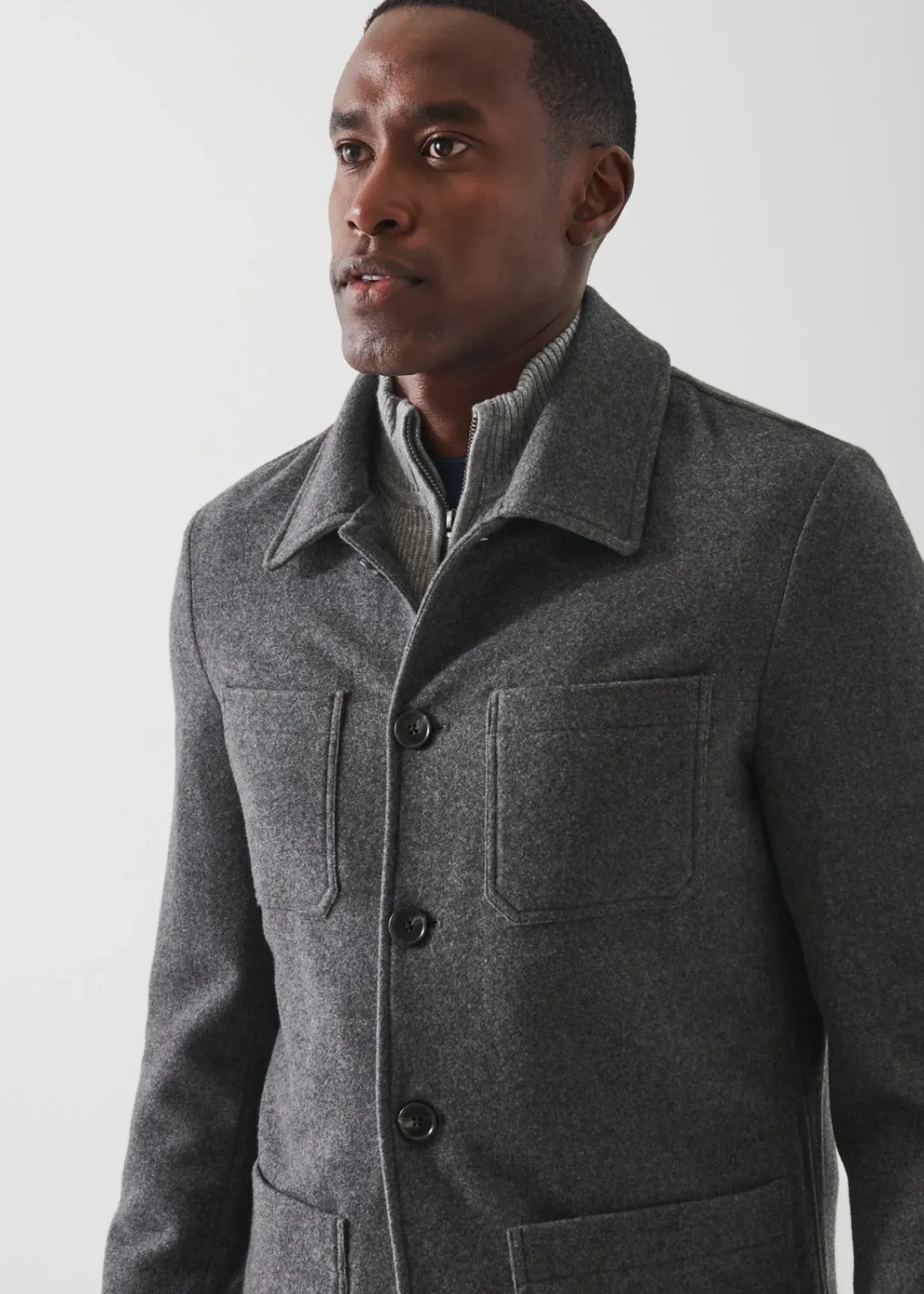 PATRICK ASSARAF Wool Blend Quilted Shirt Jacket|Men Shirt Jackets