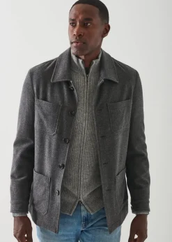 PATRICK ASSARAF Wool Blend Quilted Shirt Jacket|Men Shirt Jackets