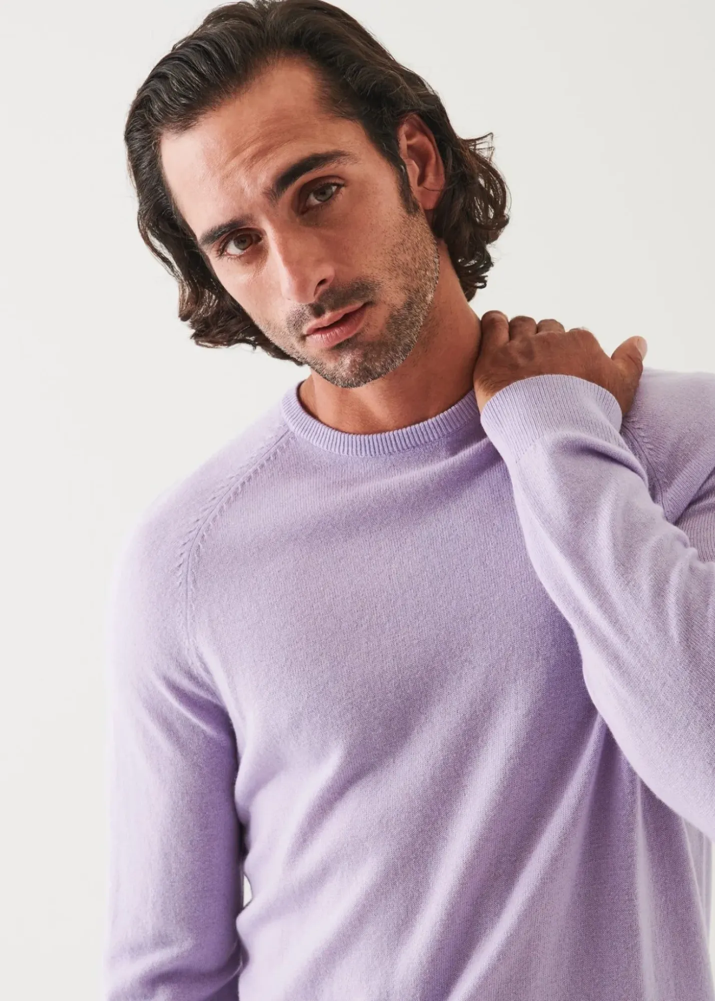 PATRICK ASSARAF Wool Cashmere Raglan Crewneck|Men Knitwear