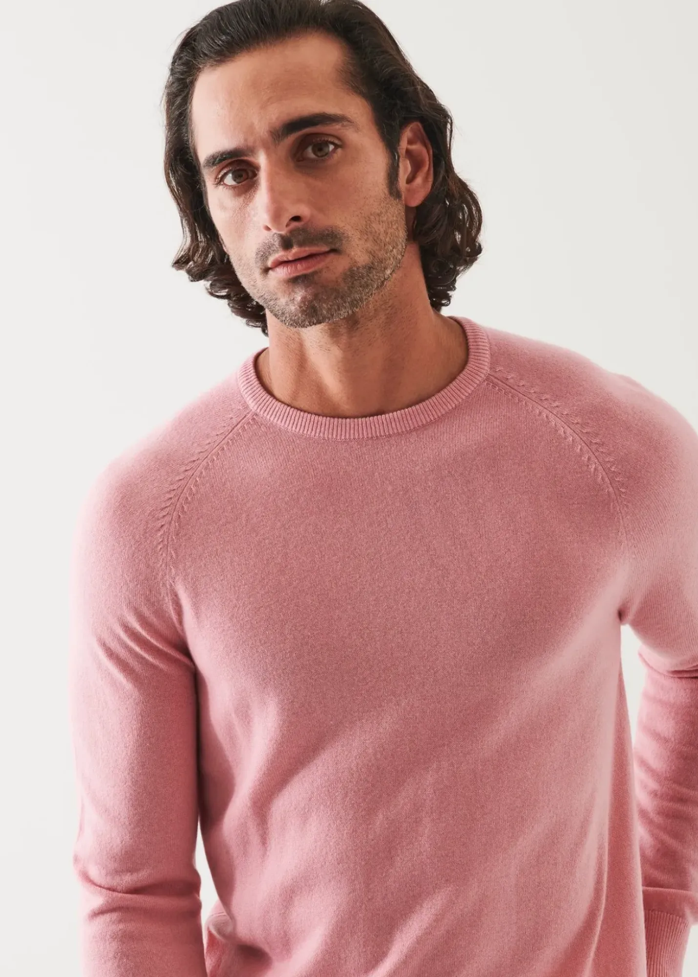PATRICK ASSARAF Wool Cashmere Raglan Crewneck|Men Knitwear
