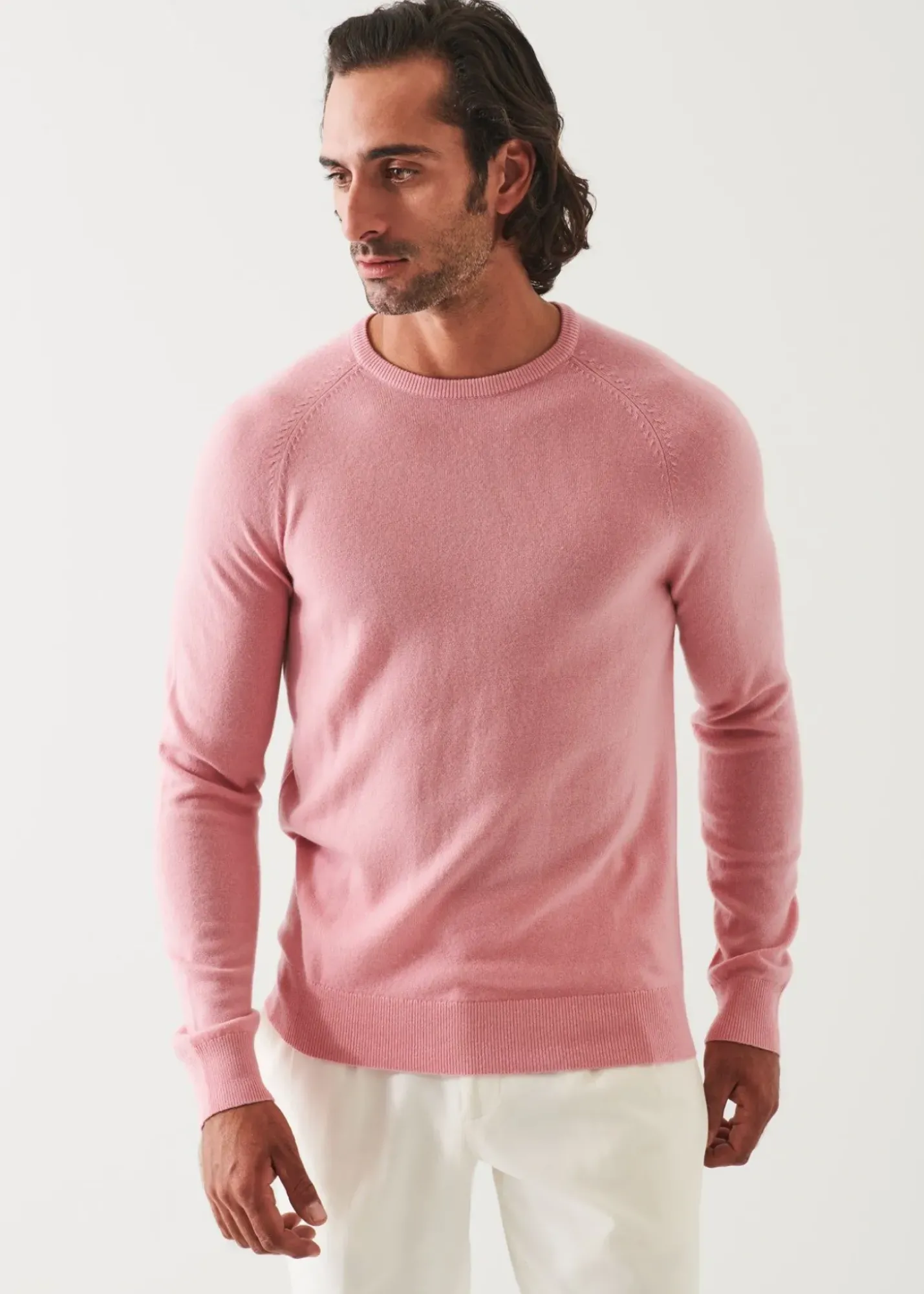 PATRICK ASSARAF Wool Cashmere Raglan Crewneck|Men Knitwear
