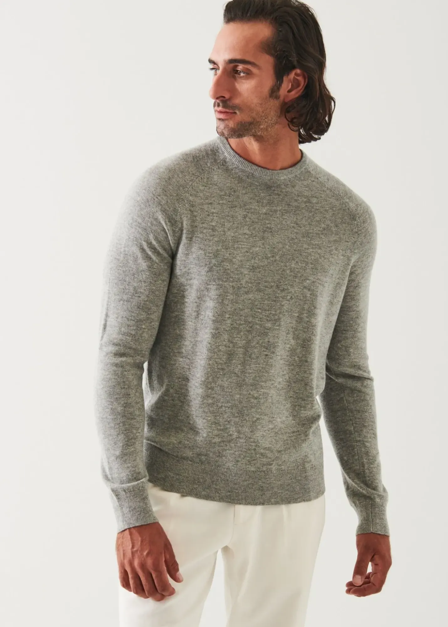 PATRICK ASSARAF Wool Cashmere Raglan Crewneck|Men Knitwear