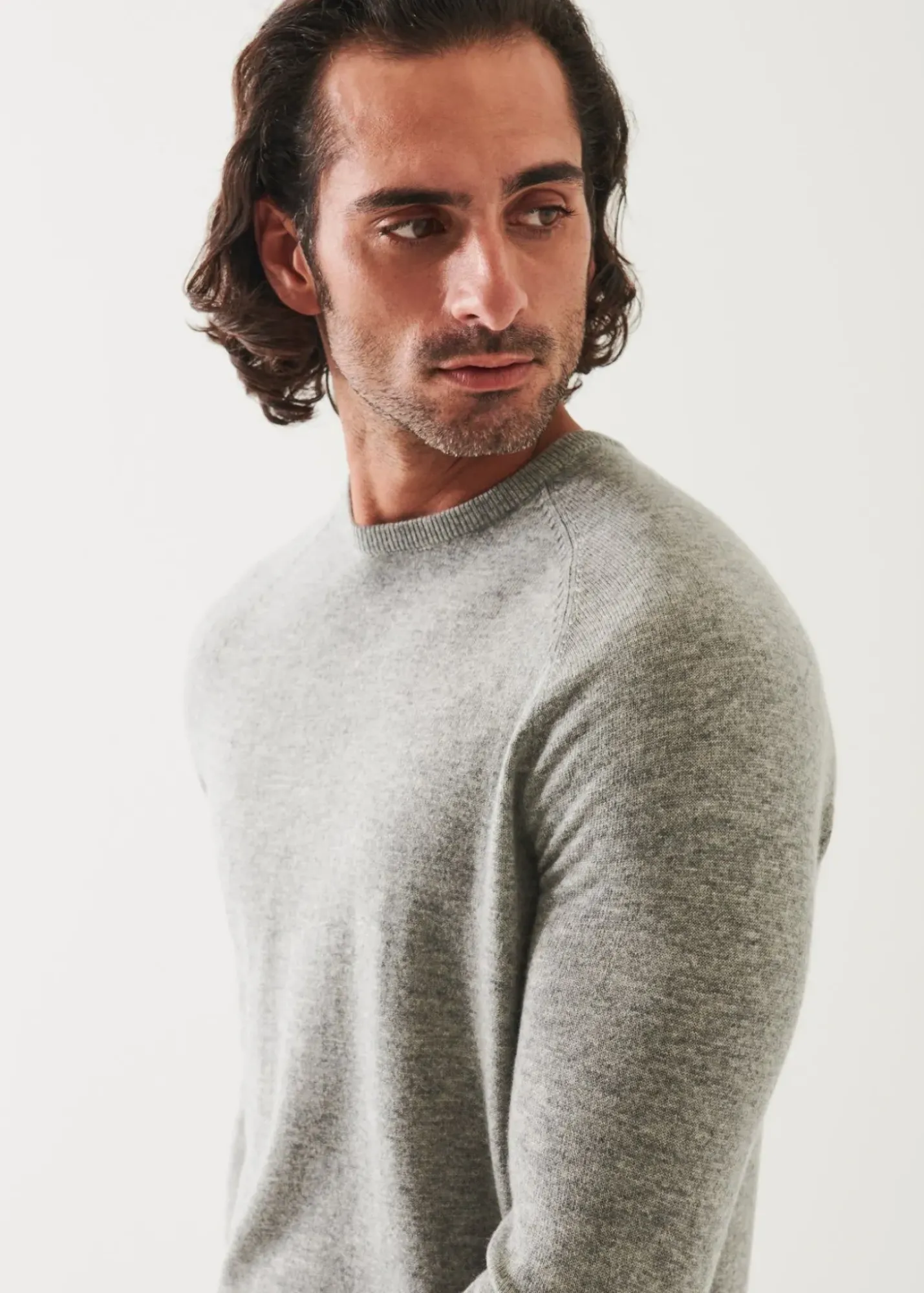 PATRICK ASSARAF Wool Cashmere Raglan Crewneck|Men Knitwear
