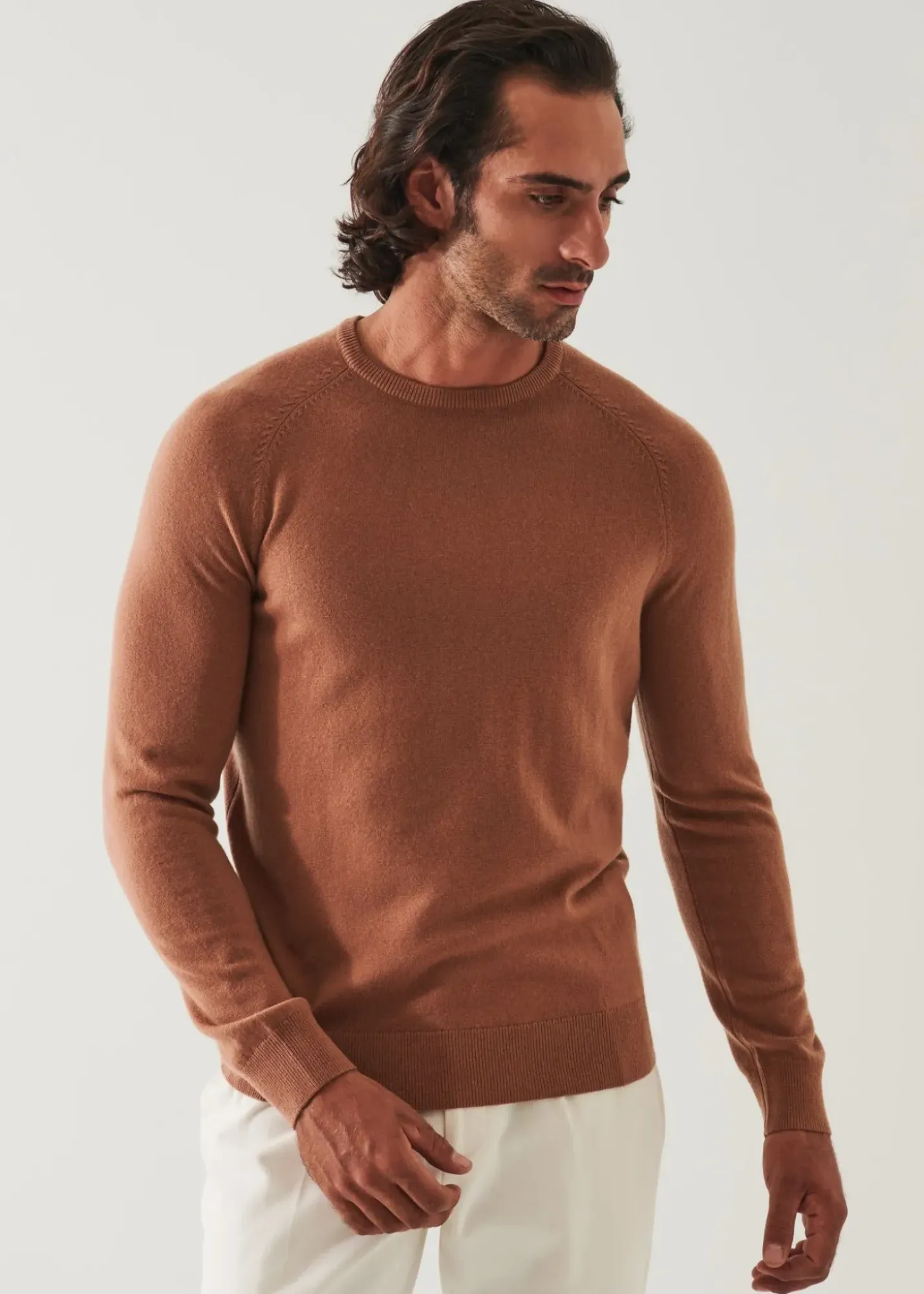 PATRICK ASSARAF Wool Cashmere Raglan Crewneck|Men Knitwear