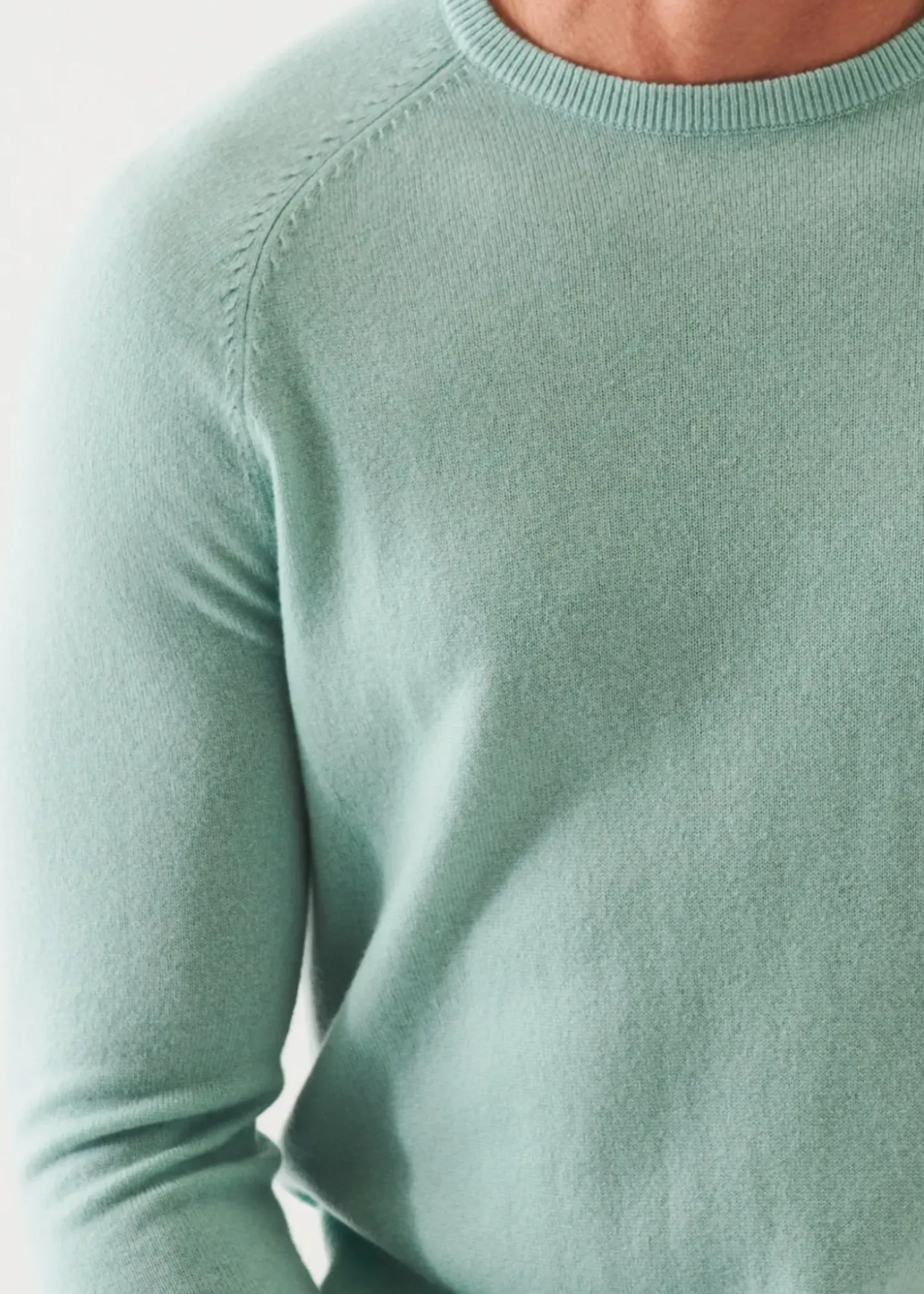 PATRICK ASSARAF Wool Cashmere Raglan Crewneck|Men Knitwear