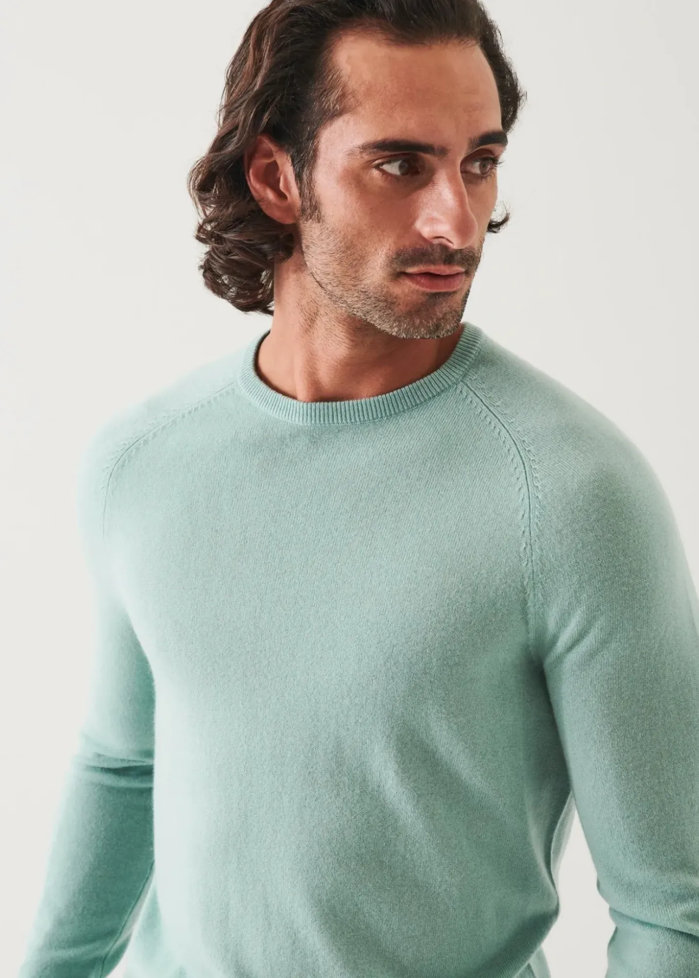 PATRICK ASSARAF Wool Cashmere Raglan Crewneck|Men Knitwear