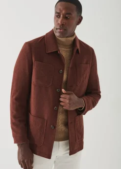 PATRICK ASSARAF Wool Patch Pocket Shirt Jacket|Men Outerwear
