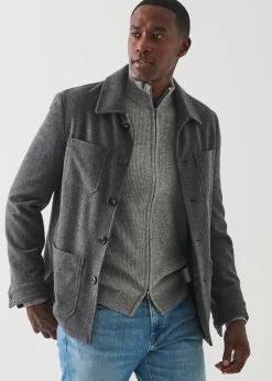 PATRICK ASSARAF Wool Patch Pocket Shirt Jacket|Men Outerwear