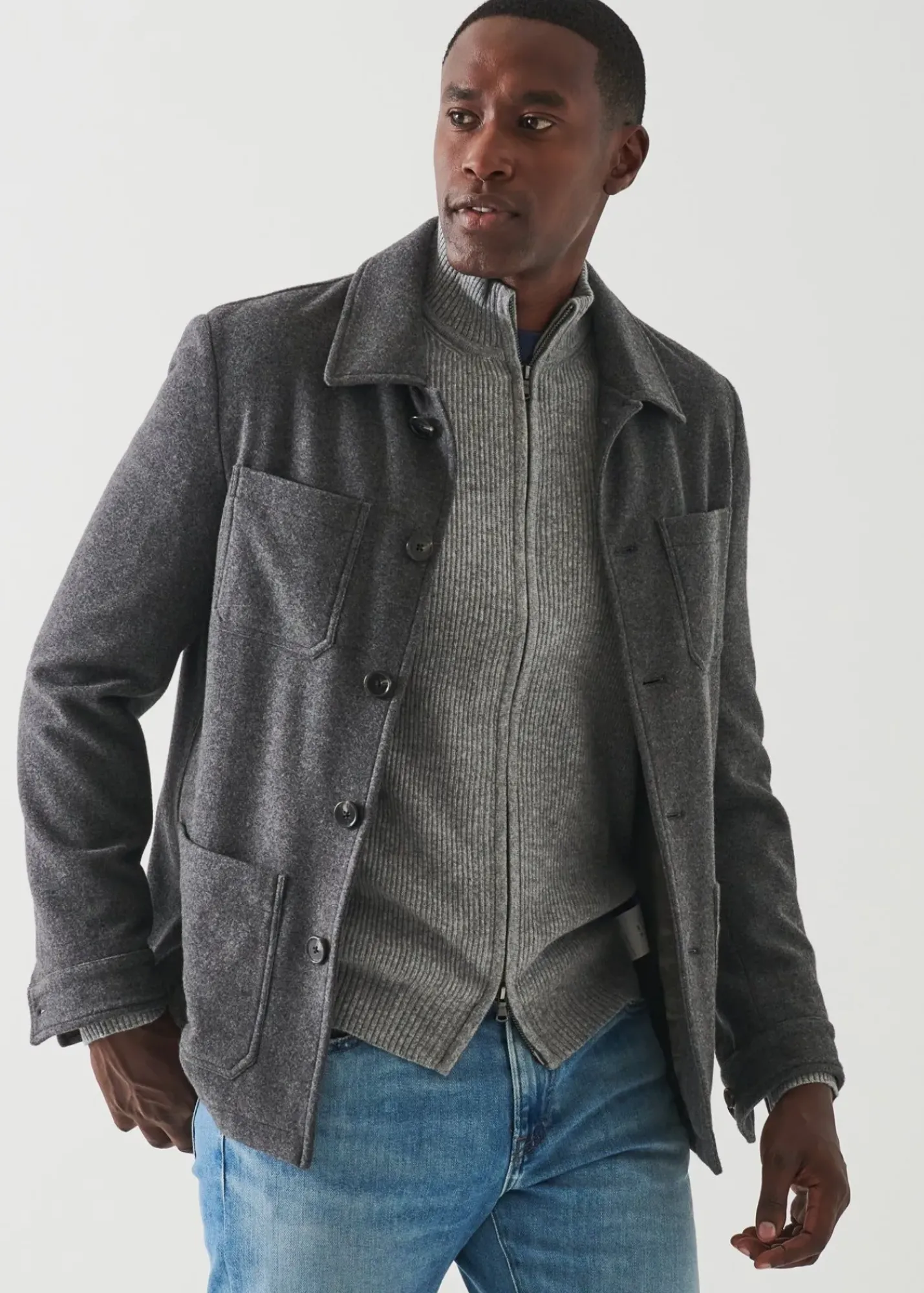 PATRICK ASSARAF Wool Patch Pocket Shirt Jacket|Men Outerwear