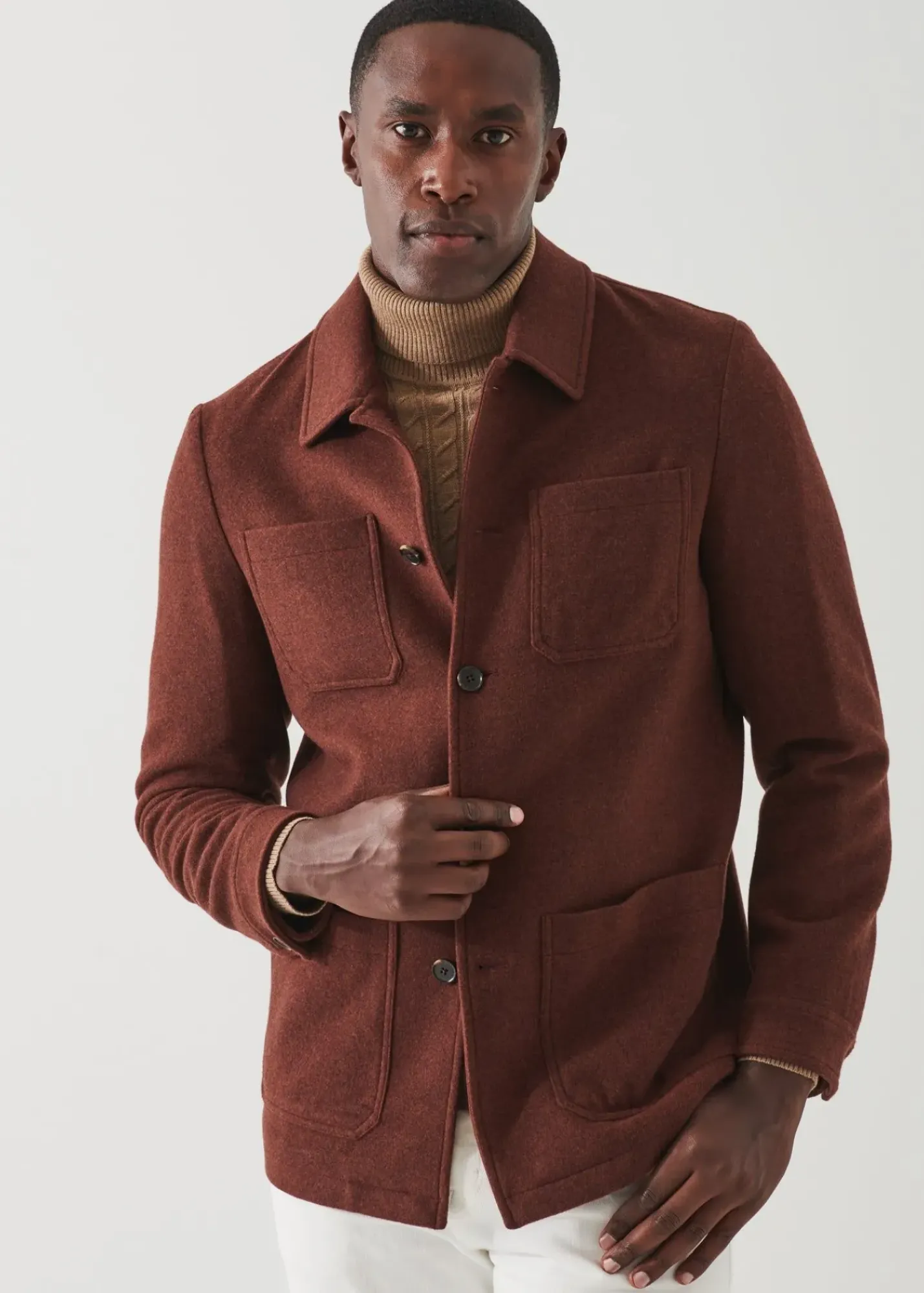 PATRICK ASSARAF Wool Patch Pocket Shirt Jacket|Men Outerwear