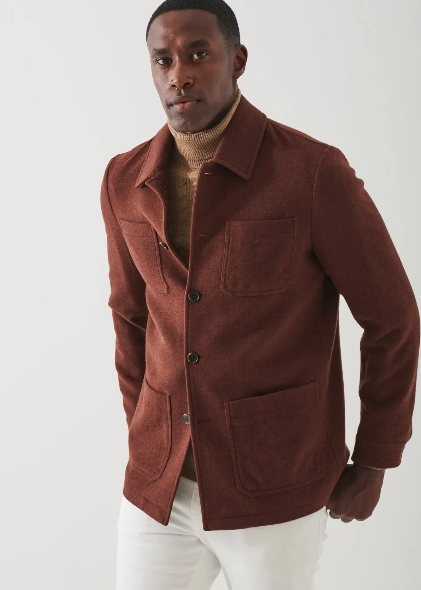 PATRICK ASSARAF Wool Patch Pocket Shirt Jacket|Men Outerwear