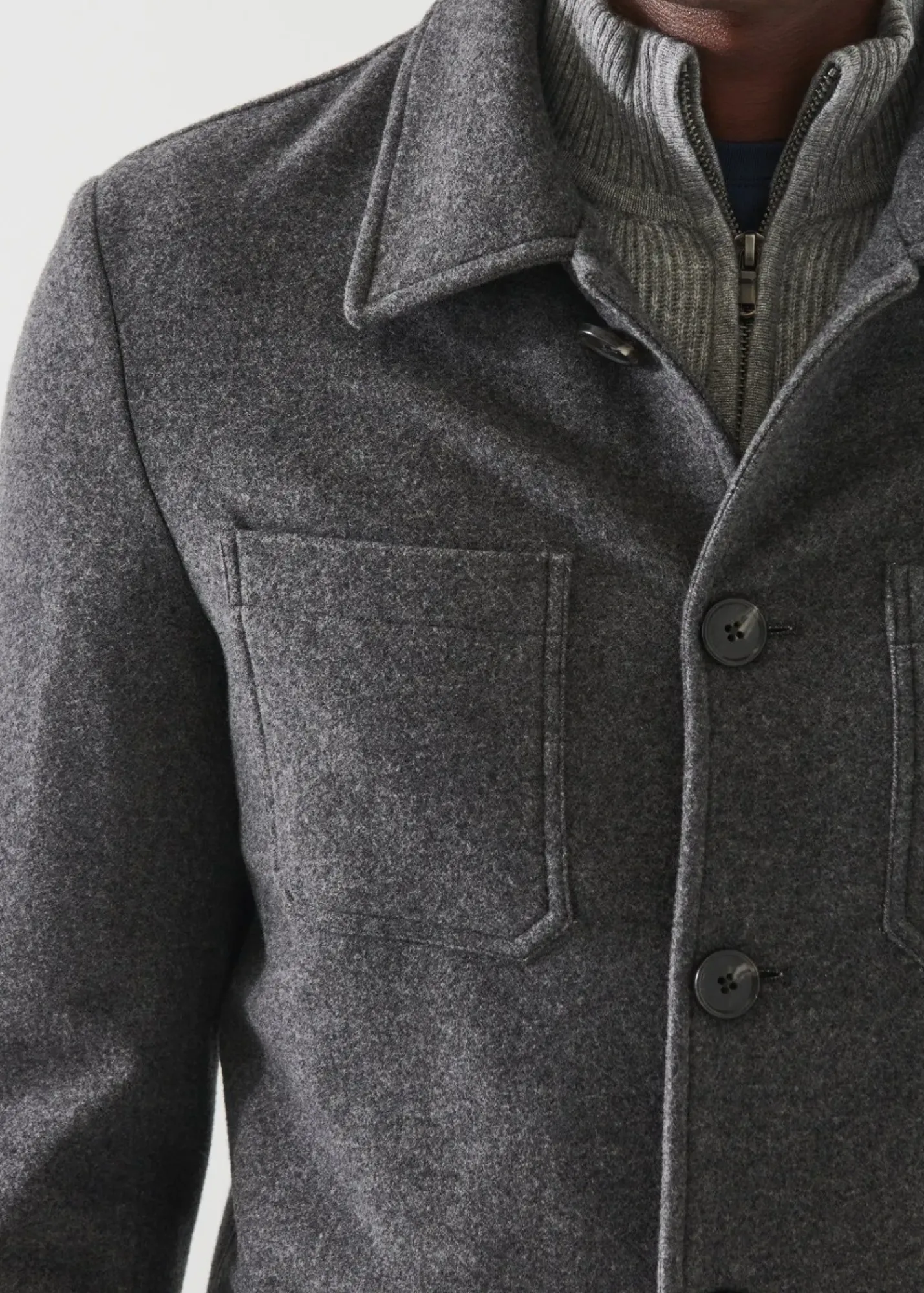 PATRICK ASSARAF Wool Patch Pocket Shirt Jacket|Men Outerwear