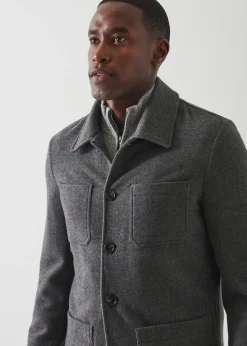 PATRICK ASSARAF Wool Patch Pocket Shirt Jacket|Men Outerwear