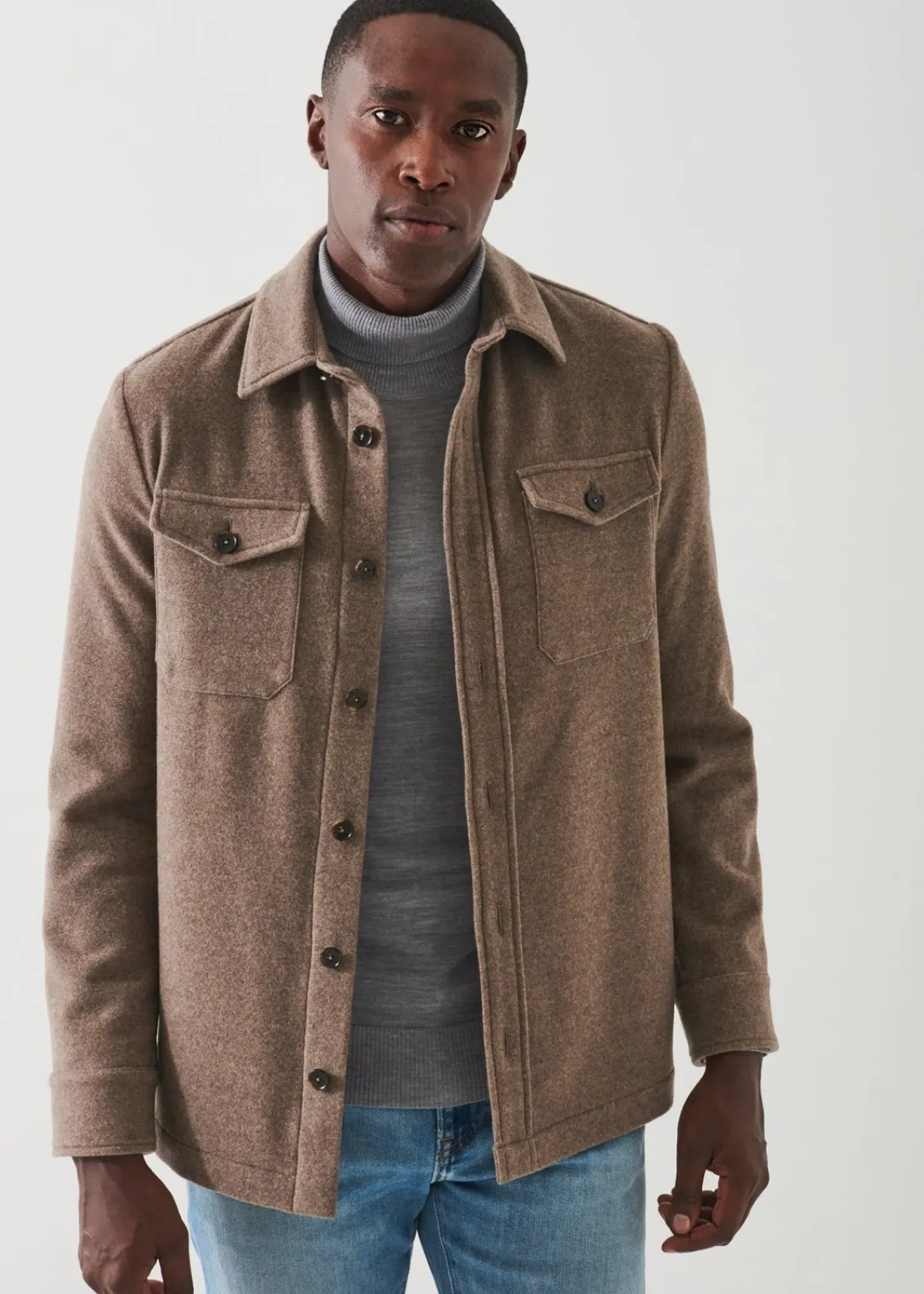 PATRICK ASSARAF Wool Shirt Jacket|Men Outerwear